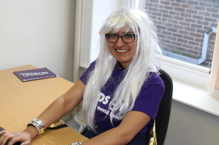 Heads On's Fundraising Officer Anisa dressed up for The Big Grin